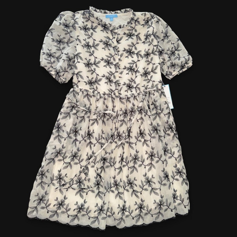 Draper James RSVP Embroidered Floral Tie Waist Mini Dress Medium NWT
